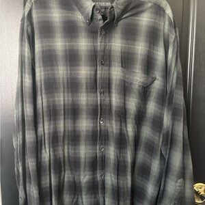 Green and Black Casual Button Down Shirt with Classic Plaid Design